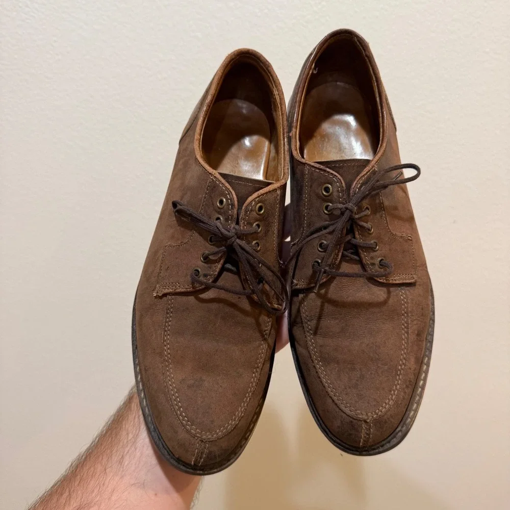 Eddie Bauer Mens Brown Leather Moc Toe Derby Shoes 8.5 M 970130 Made in USA